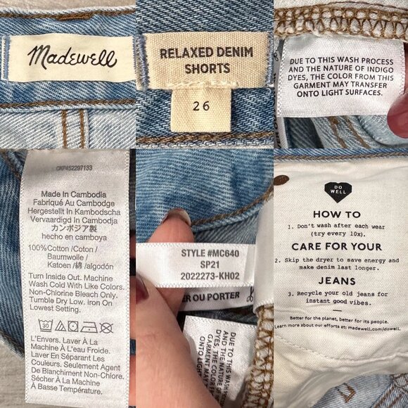 Madewell Relaxed Denim Cut-Off Shorts in Cedarcroft Wash Light Denim Size 26 - Picture 7 of 16